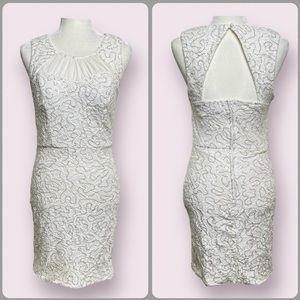 City Triangles Formal Ivory Dress Gold Sequins Sleeveless No Size Tag approx Sm